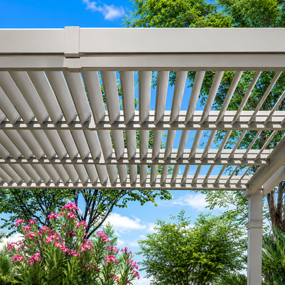144"L X 144"W X 104"H Vinyl Camelot Louvered Pergola, White, VA42070 — product view 5