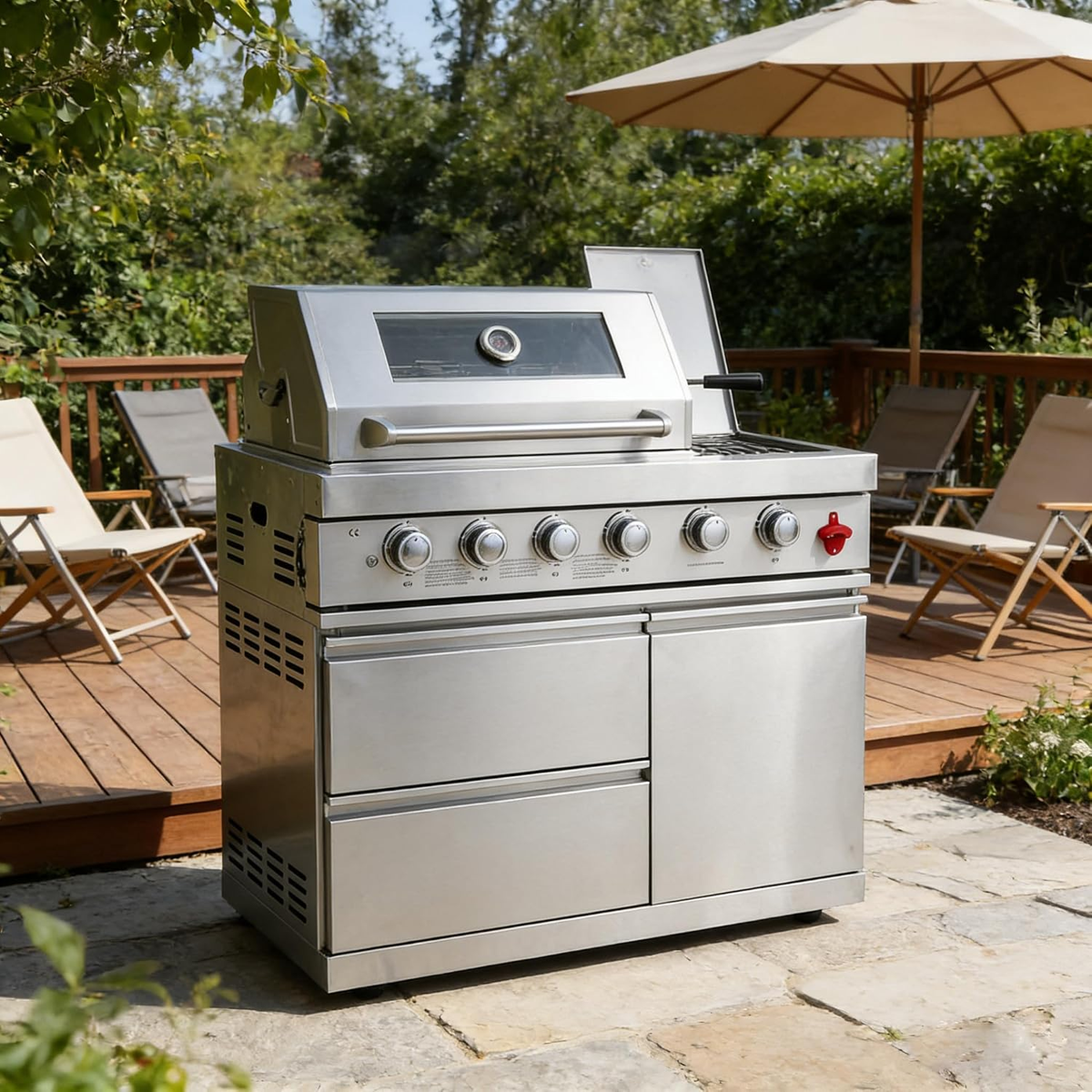 46" 6-Burner Stainless Steel Gas BBQ Island — product view 3