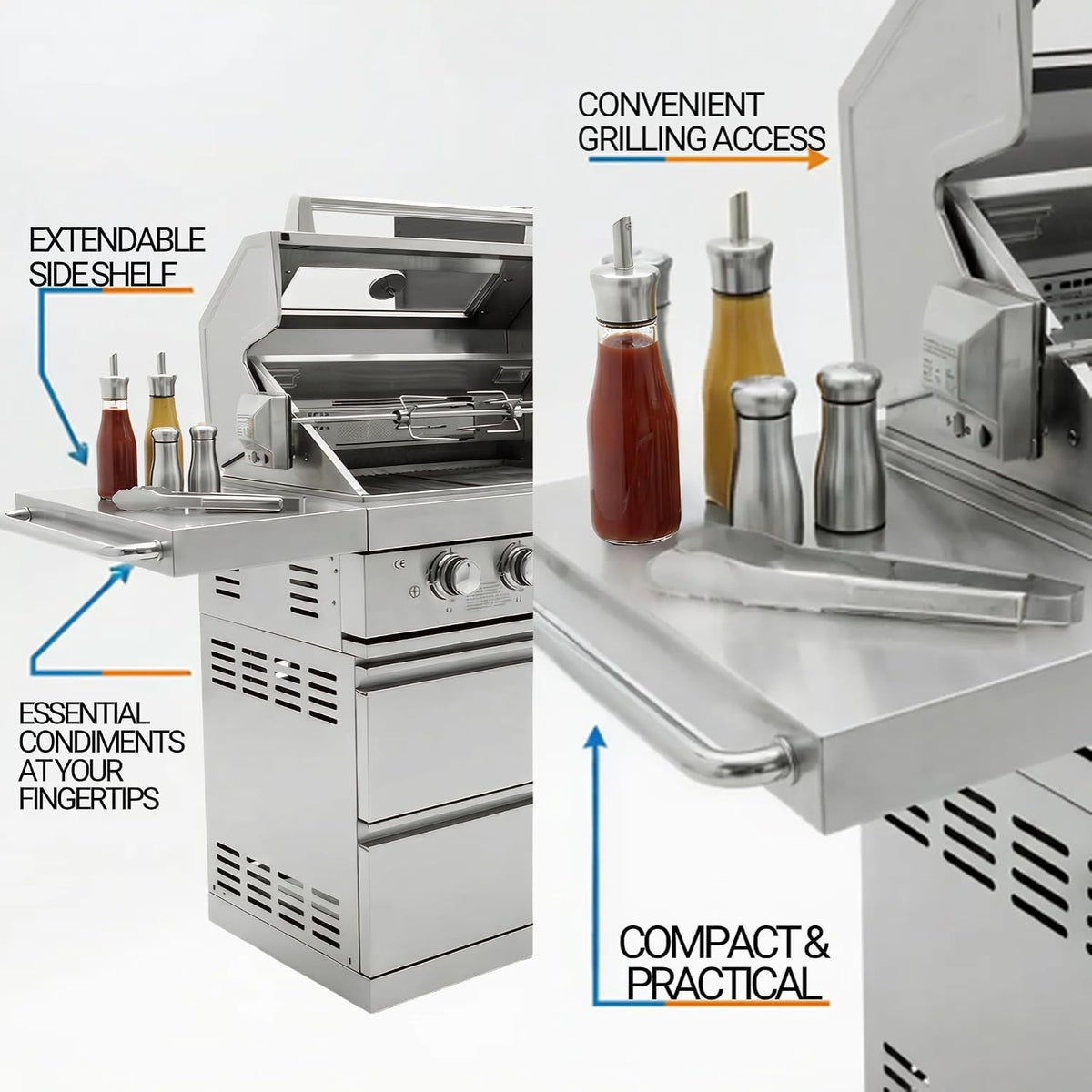 46" 6-Burner Stainless Steel Gas BBQ Island — product view 6