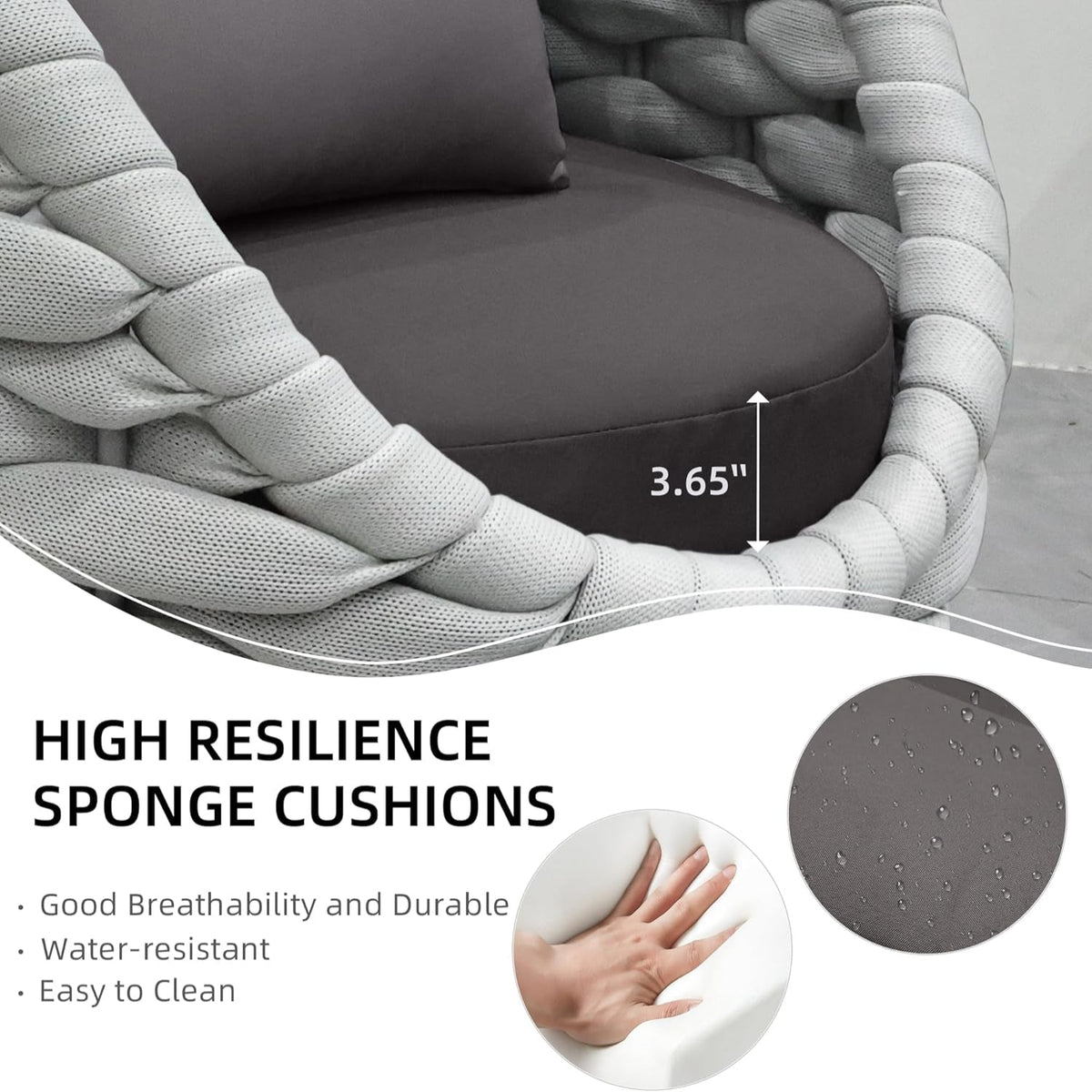 6-Piece Aluminum Patio Furniture Set,Polyester Light Grey W/Table — product view 9
