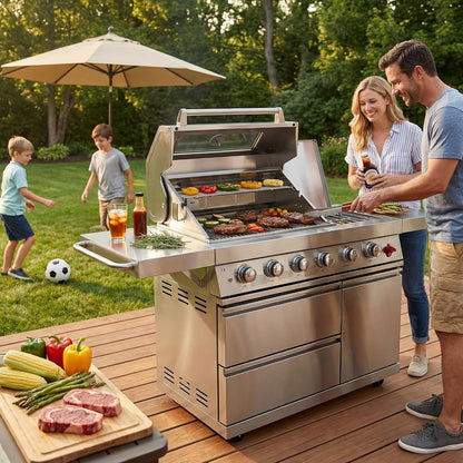 46" 6-Burner Stainless Steel Gas BBQ Island