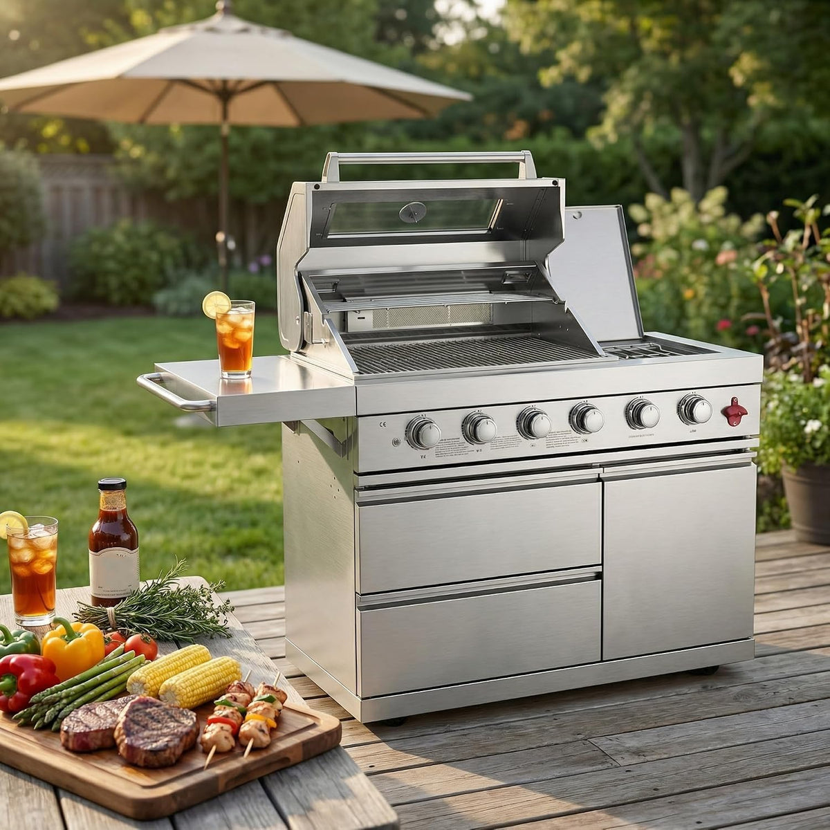 46" 6-Burner Stainless Steel Gas BBQ Island