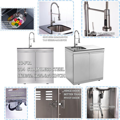 BBQ Island Outdoor Kitchen Kits, 4-Burner 72000 BTU Stainless Steel Modular 98 Inch Natural Gas Outdoor Kitchen Bar Barbecue Island Grill with Refrigerator and Sink for Patio Backyard — product view 7