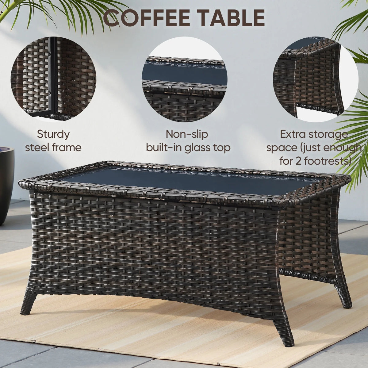 Luxury 5 Pieces Outdoor Patio Furniture Set with Swivel Rocker Chairs 6-Inch Extra Thick Cushions,Wicker Conversation Sets with Sofa and Ottomans for Porch Deck Backyard Poolside