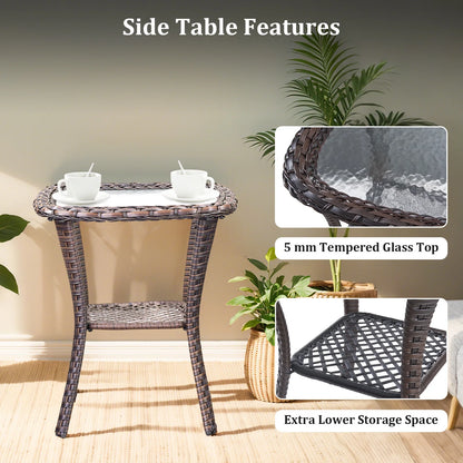 Luxury 5 Pieces Outdoor Patio Furniture Set with Swivel Rocker Chairs 6-Inch Extra Thick Cushions,Wicker Conversation Sets with Sofa and Ottomans for Porch Deck Backyard Poolside
