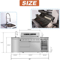 Outdoor Kitchen Island 85" 6-Burner 85000 BTU Deluxe Modular BBQ Island - Grill Islands W/Wine Cooler, Built in Combo outside Island + Rotisserie & Granite Top Outdoor Grill — product view 9